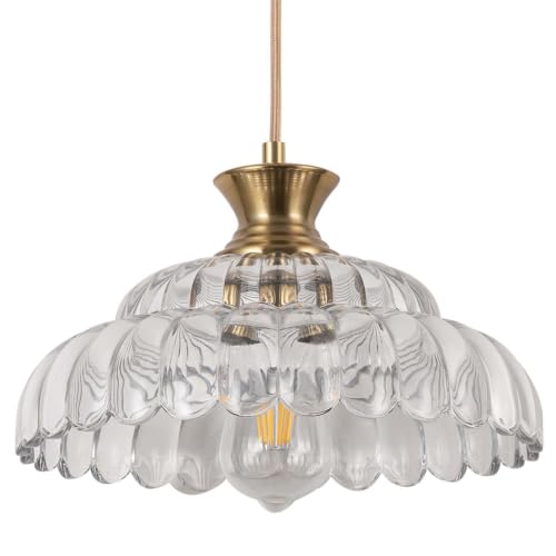 Pendant Light 11.8In Plug in Glass Vintage Chandeliers E26 Base Corded On