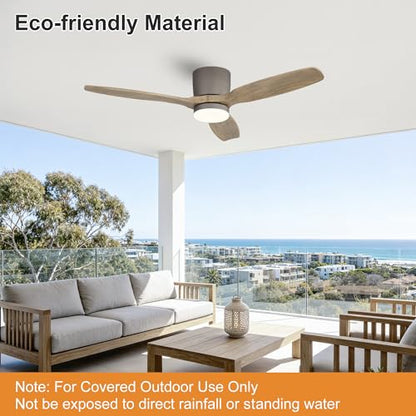 48" Flush Mount Ceiling Fan with Light