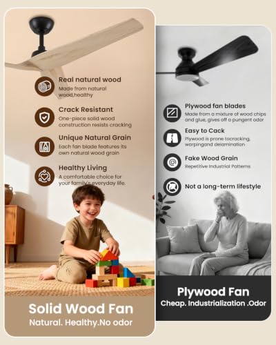 Wood Ceiling Fan No Light