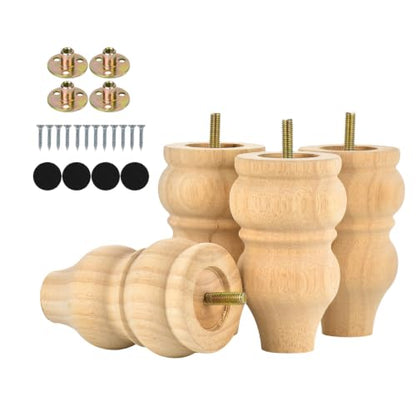 5 Inch Wooden Furniture Legs Set of 4