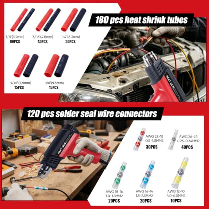 Heat Gun Kit with Heat Shrink PCS Solder Seal Wire Connectors