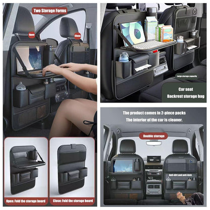 2 Pack Automotive Seat Back Organizers (Black 2-piece set)
