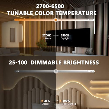 16.4ft 24V Smart Silicone LED Strip Lights Wood Slat Wall Recessed (Smart Control)