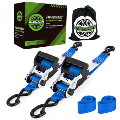 2" x12' Retractable Ratchet Straps 2 Pack 3300LBS
