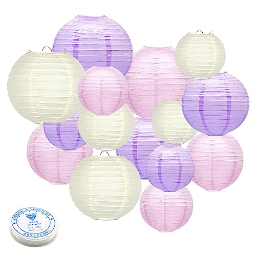Round Chinese Paper Lanterns Decorative 15pcs for Wedding Birthday Party Baby Showers Decoration¡­