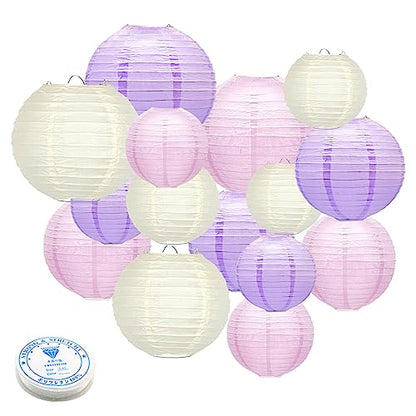 Round Chinese Paper Lanterns Decorative 15pcs for Wedding Birthday Party Baby Showers Decoration¡­