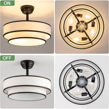 Tiffany Style Caged Ceiling Fan with Light and Remote Control