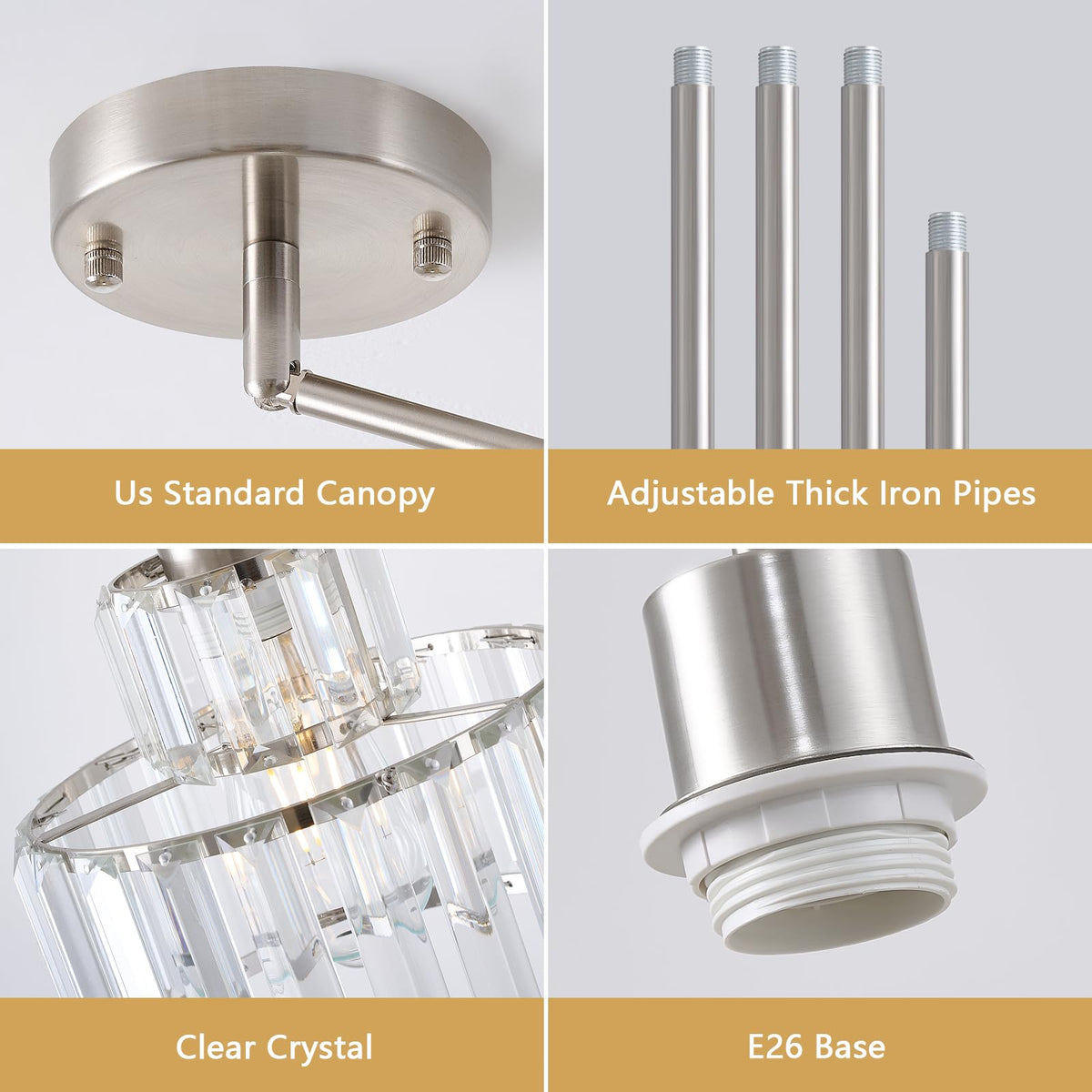 Brushed Nickel Pendant Lights Kitchen Island 1 Pack (Nickel&Clear / 1 pack)