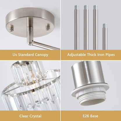 Brushed Nickel Pendant Lights Kitchen Island 1 Pack (Nickel&Clear / 1 pack)