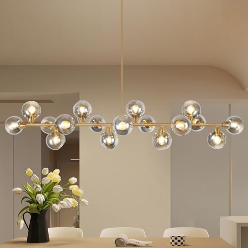 Large Linear Chandeliers for Dining Room Extra Long Linear Chandelier with Open Glass Lampshade Sputnik Goble Glass Chandelier