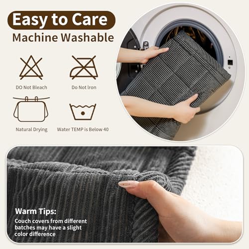 Couch Covers for Sectional Sofa (Dark Grey / 1PC/35"X63")