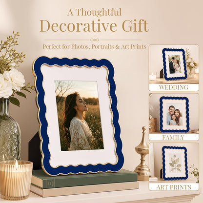 8x10 Scalloped Wavy Metal Picture Frame (Midnight Navy / 8x10)