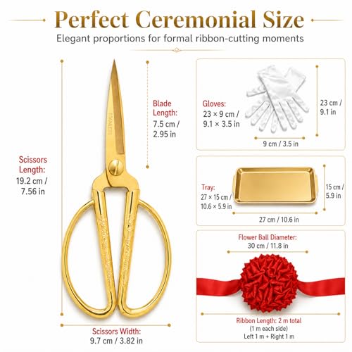 Grand Opening Ribbon Cutting Kit with Gold Stainless Steel Scissors