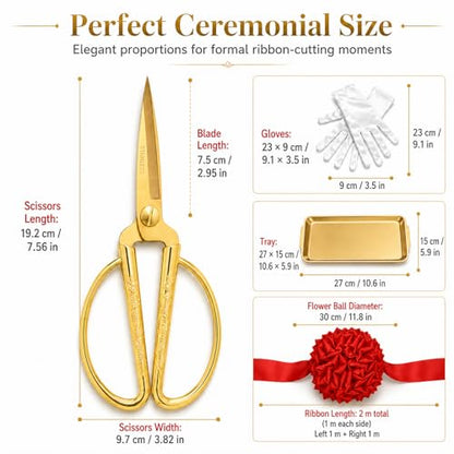Grand Opening Ribbon Cutting Kit with Gold Stainless Steel Scissors