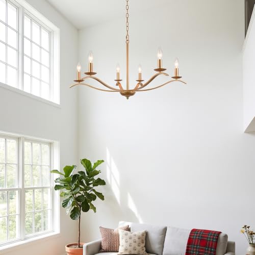 30" Gold Chandelier for Dining Room 6 (6 Light-GOLD)