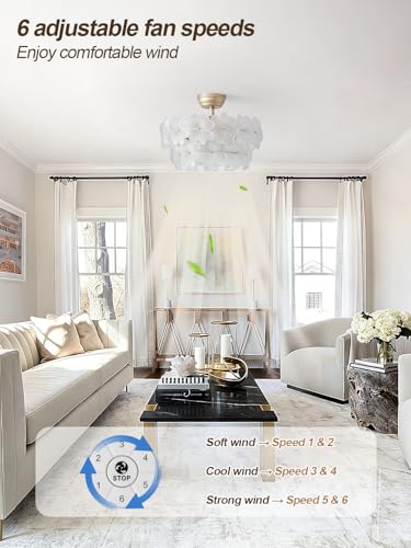 Gold Crystal Fandelier Ceiling Fan with Light (Flower Fandelier Ceiling Fan)