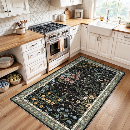 3x5 Entryway Rug Washable Rugs (Black / 3x5)
