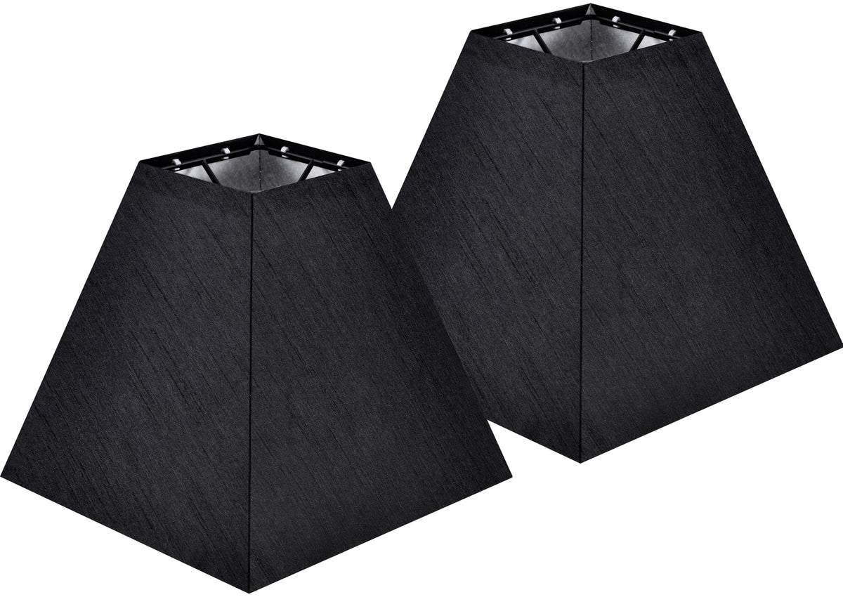 Small Square Lampshades for Table Lamps Set of 2 Black (Black-faux silk / 4 × 9 × 8.3 inches (2 pack))