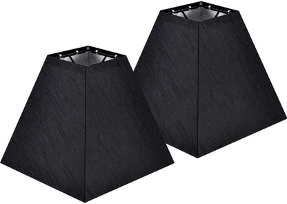 Small Square Lampshades for Table Lamps Set of 2 Black (Black-faux silk / 4 × 9 × 8.3 inches (2 pack))