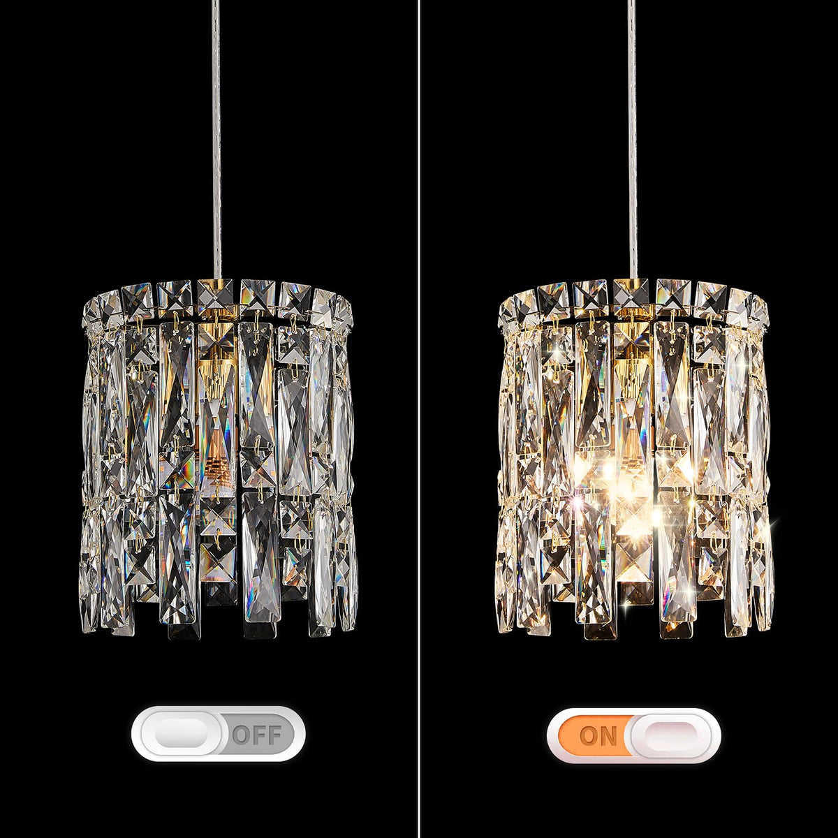 Gold Mini Crystal Chandelier Pendant Light (Gold / 7inch)