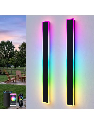 2 Pack RGB Outdoor Wall Lights