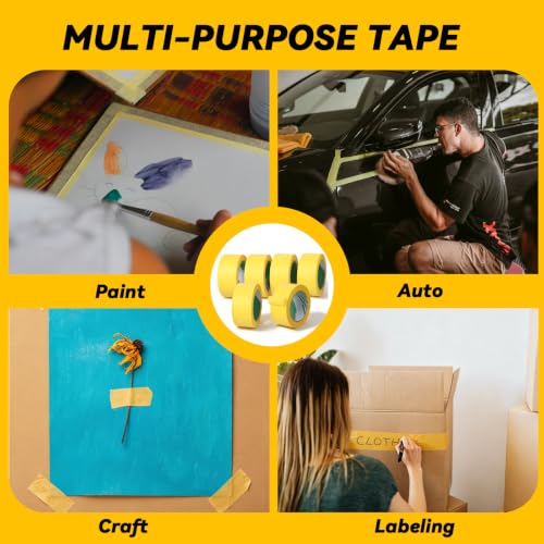6 Pack Yellow Painters Tape 2 inch Wide x 55 Yards