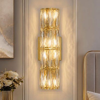 Gold Crystal Wall Sconces Mid (Gold Cylindrical)