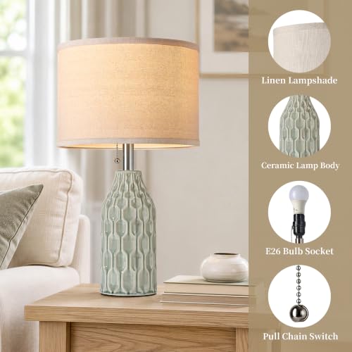Modern Ceramic Table Lamps Set of 2 for Living Room Bedroom