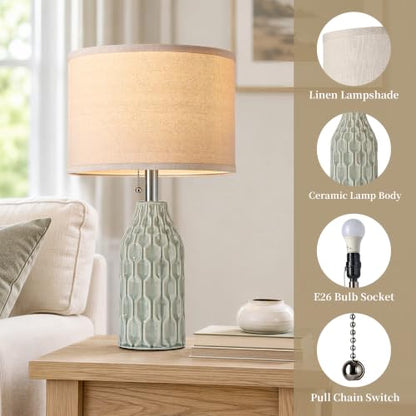 Modern Ceramic Table Lamps Set of 2 for Living Room Bedroom