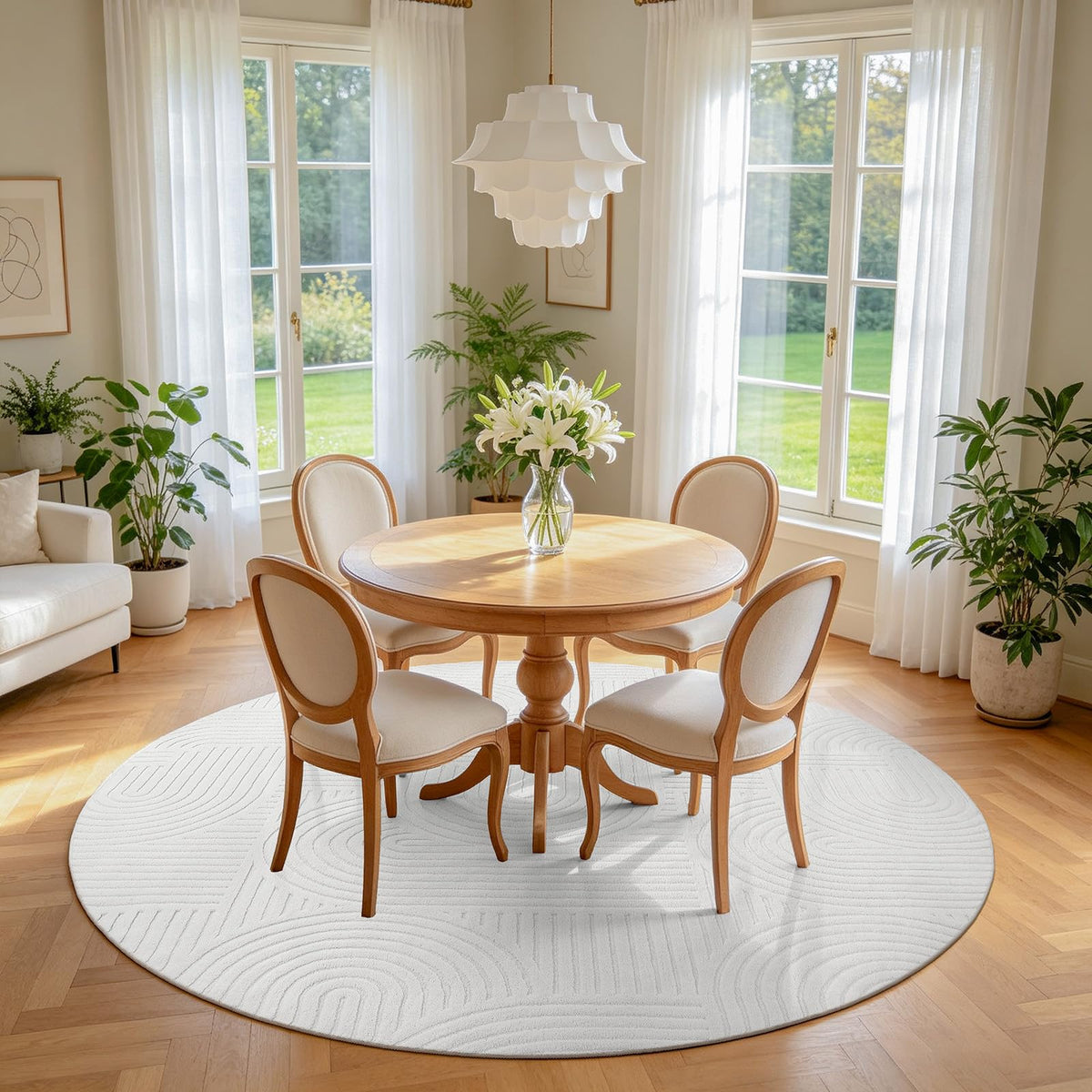 6ft Area Rugs for Living Room (6' (Round) / White)