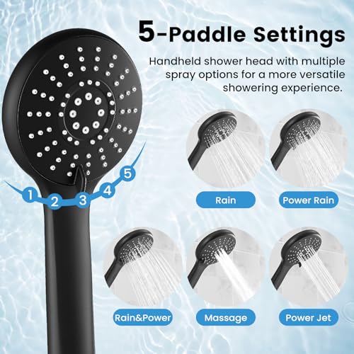 Shower Head with Handheld (A-Matte Black / Rectangular 12")