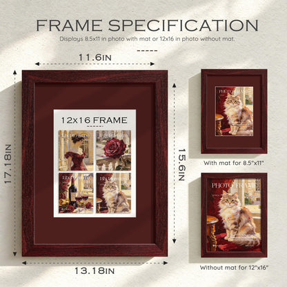 12x16 Red Wood Grain Picture Frame (Red Frame Red Mat / 12x16)