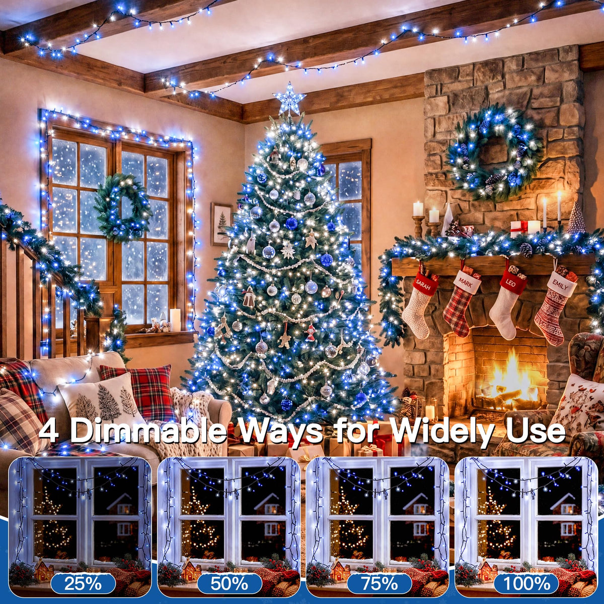 500 LED Christmas Lights Outdoor (Blue and White / 500 LED)