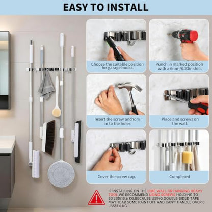 Mop and Broom Holder Wall Mount