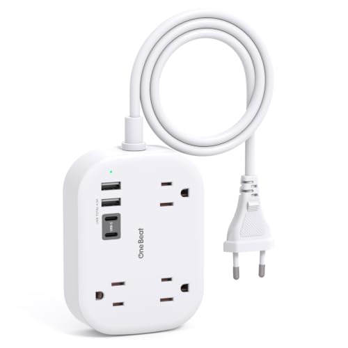 European Travel Plug Adapter with 3Ft Extension Cord