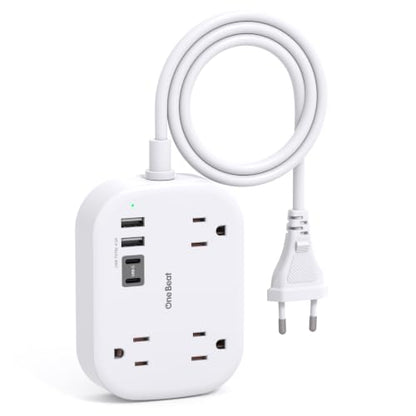 European Travel Plug Adapter with 3Ft Extension Cord