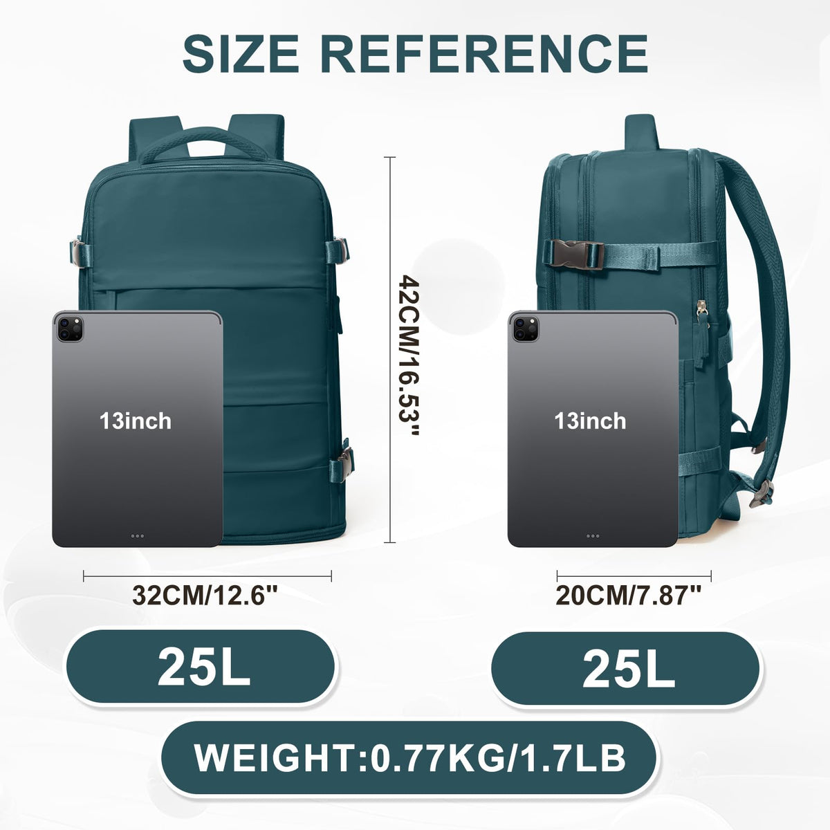 Travel Backpack For Women Men (Peacock Blue / 25 liters)