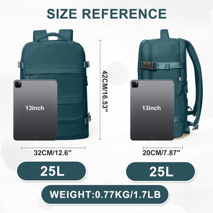 Travel Backpack For Women Men (Peacock Blue / 25 liters)