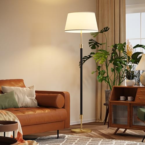 Mid Century Modern Floor Lamp with 18” Oversized Linen Shade