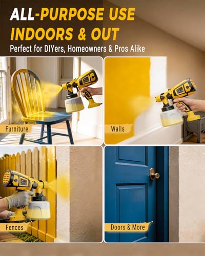 1000W HVLP Electric Paint Sprayer Gun for House Painting (Yellow)