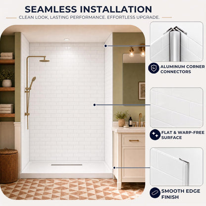 3 Piece SMC Shower Wall Panels (Glossy White / 60"W × 36"D × 96"H)