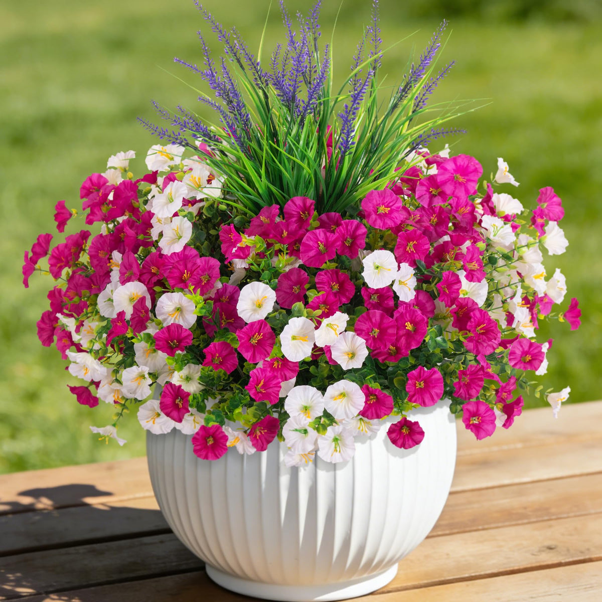 Artificial Flowers Fake Plants for Outdoors Decoration (Lightpurple White Lavender)