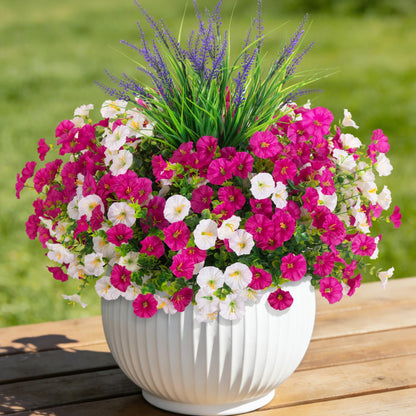 Artificial Flowers Fake Plants for Outdoors Decoration (Lightpurple White Lavender)
