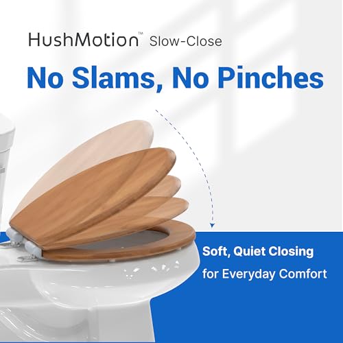 Bamboo Toilet Seat with HushMotion Soft Close and Magnetic Quick