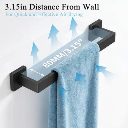 Towel Bar Black Wall Mount Towel Holder for Bathroom Kitchen