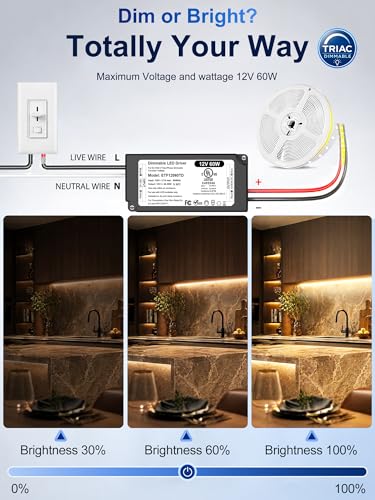 12V & 24V Dimmable LED Driver 60W 96W 1 Pack & 2 Pack