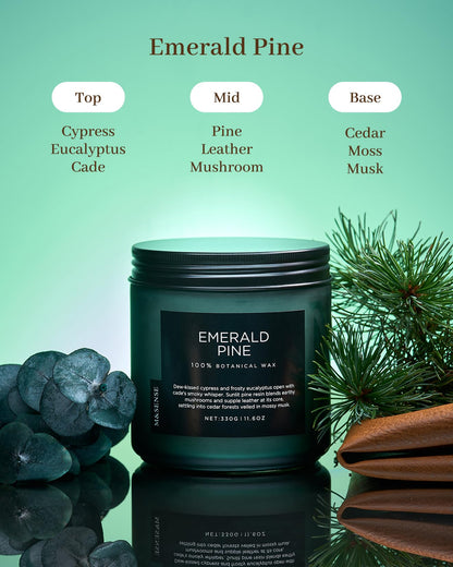 Emerald Pine Scented Christmas Candles Non Toxic 11.6Oz Soy Wax 70H (Medium Jar / EmeraldPine)