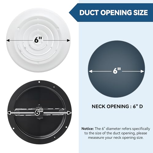 Ceiling Round Vent Cover HVAC Round Air Diffuser&Butterfly Damper