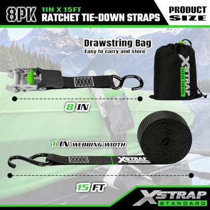 8 Pack Ratchet Tie Down Straps