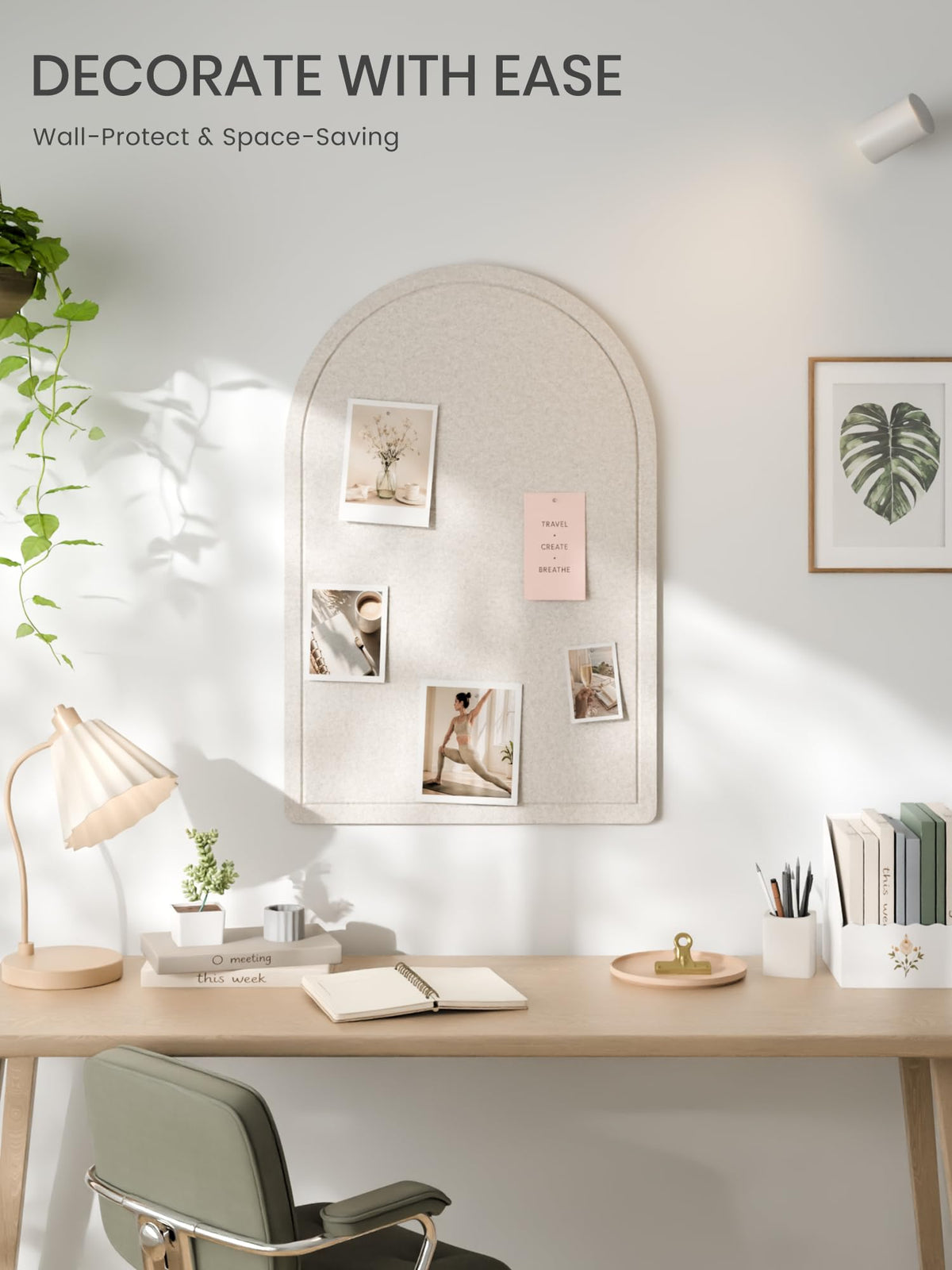 Large Arched Felt Bulletin Board 35.4''×23.6'' (Oatmeal)
